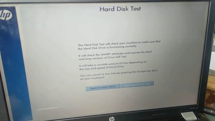 Testing the hard disk